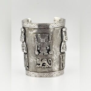 Vintage Peruvian storyteller cuff sterling silver 900 Unisex